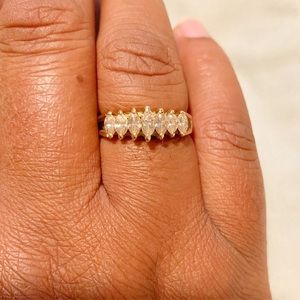 14k Gold 7 Marquise Diamond Ring